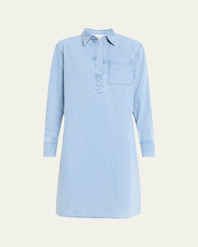 Patch Pocket Denim Popover Shirtdress